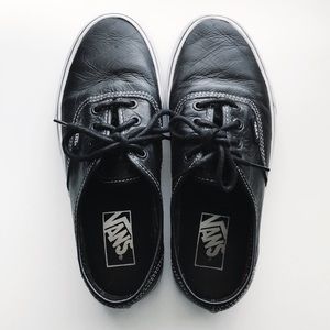 Vans Black Leather Laced Sneakers